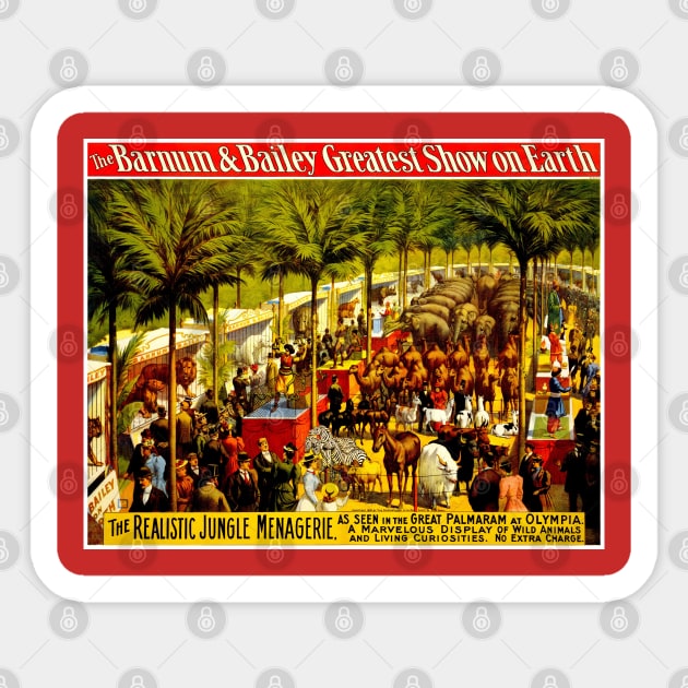 Barnum and Bailey Vintage 1897 Circus Jungle Menagerie Advertising Print Sticker by posterbobs